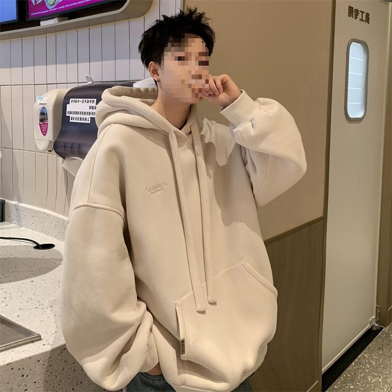 大きめサイズ ゆったりシルエット裏起毛フード付きプルオーバー　パーカー