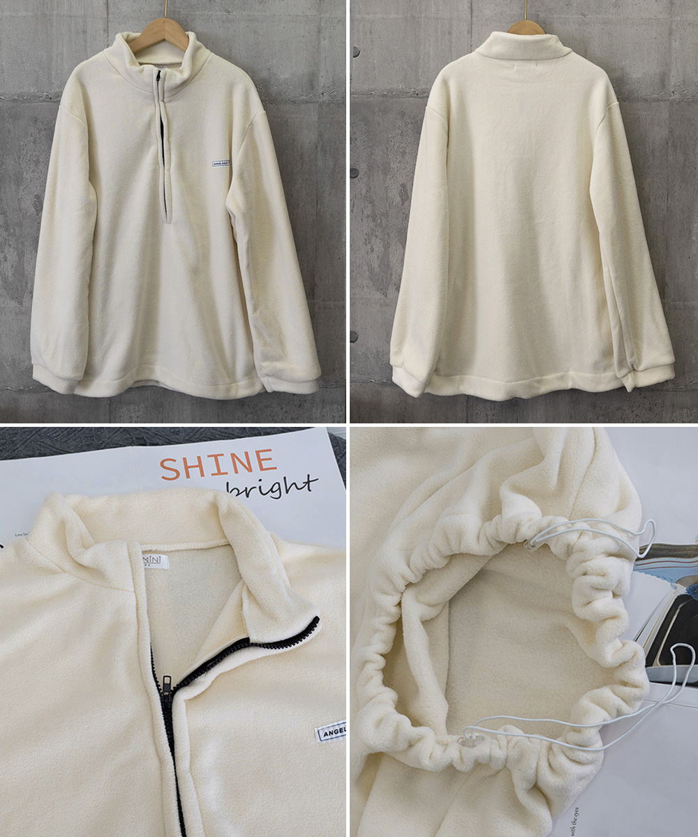 起毛フリースハーフジップトップス大きめサイズ