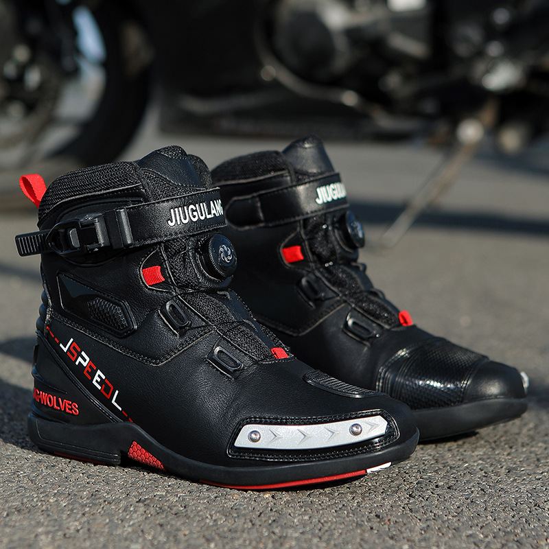 バイクブーツ 回転式ダイヤル搭載ライディングショートブーツ ショート