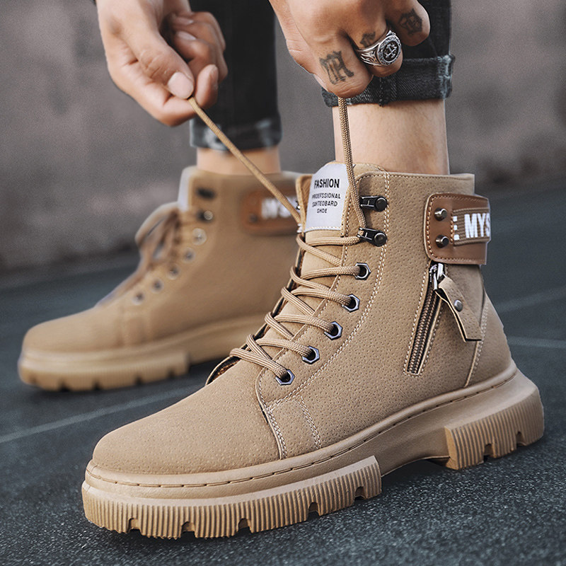 バイクブーツ 厚底ソール レースアップ サイドジッパー ショートブーツ