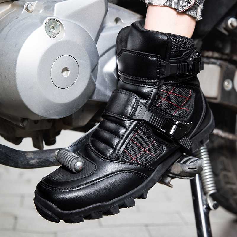 バイクブーツ 耐衝撃 ダブルバックル ライディングブーツ