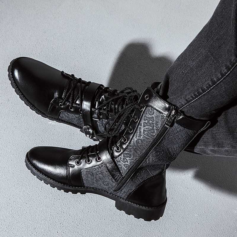 ビンテージ調 レースアップ バイクブーツ