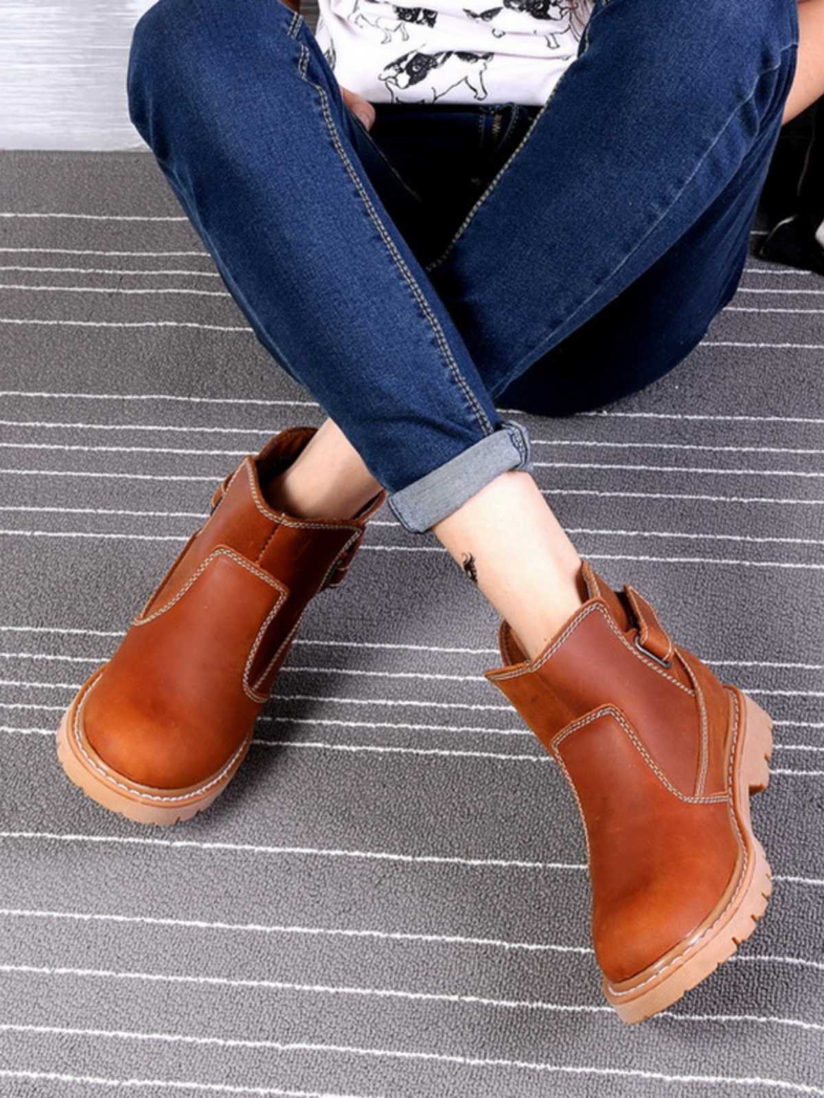 バイクブーツ 職人仕立て本革ショートバイクブーツ