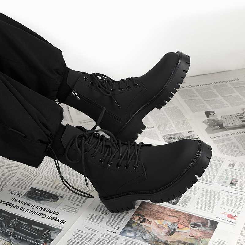 バイクブーツ タフソール編み上げショートブーツ