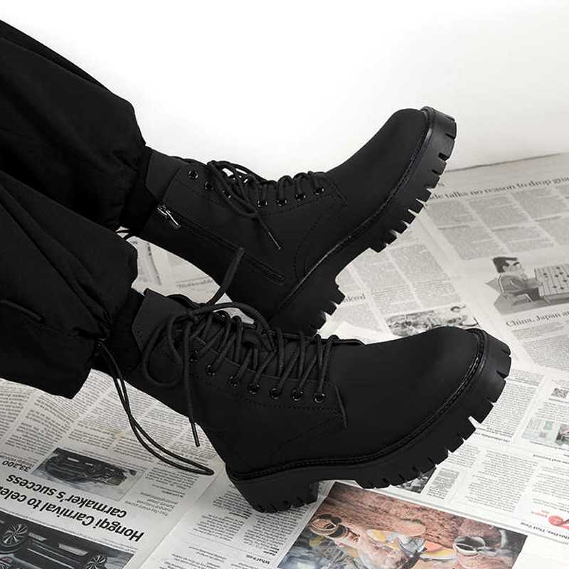 バイクブーツ タフソール編み上げショートブーツ