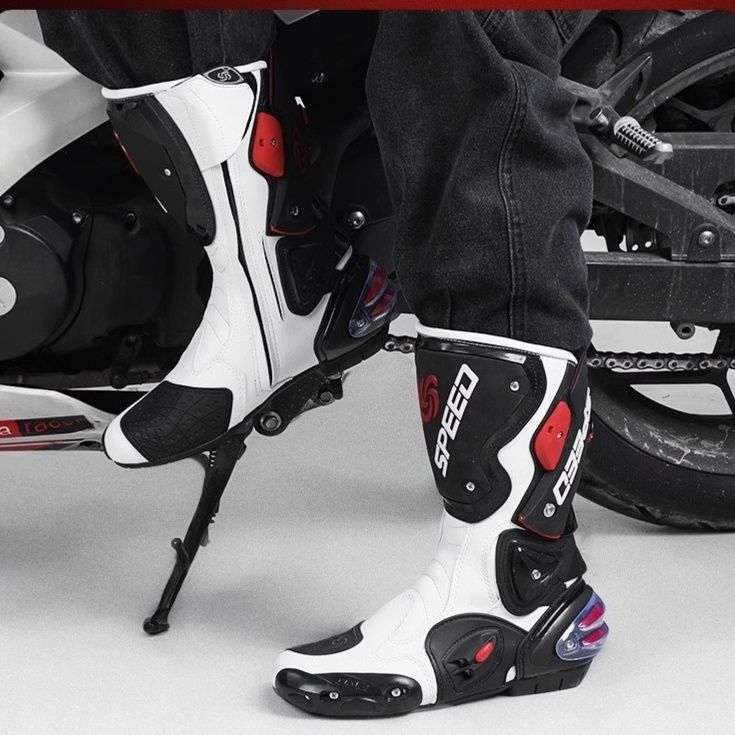 バイクブーツ プロテクター付き本格派ライディングロングブーツ