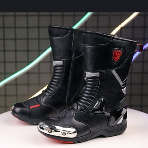 バイクブーツ プロテクター付きミドル丈ライダーブーツ