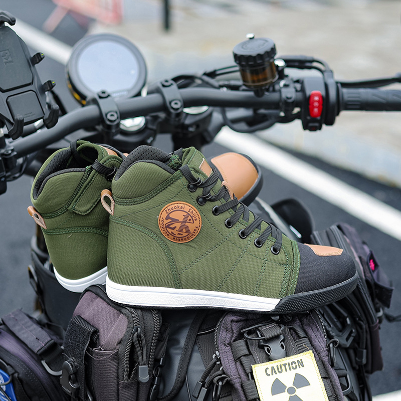 バイクブーツ 防護性能搭載レースアップ式ライディング用 ショートブーツ