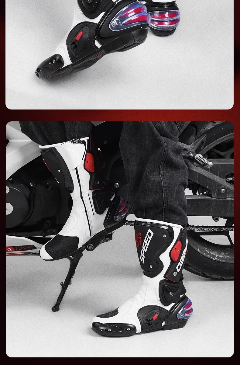バイクブーツ プロテクター付き本格派ライディングロングブーツ