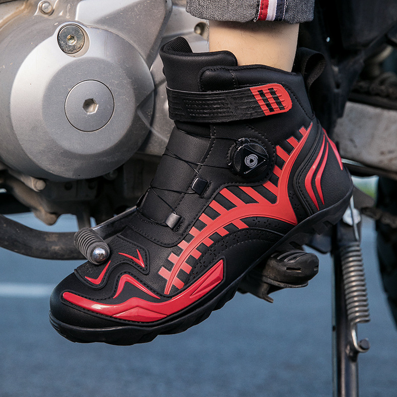 バイクブーツ 回転式留め具搭載ライディングショートブーツ ショート