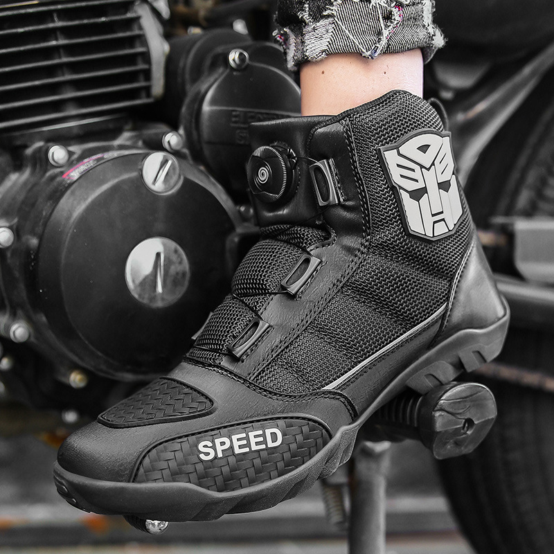 バイクブーツ 回転式ダイヤル機構搭載ハイカットライダーブーツ