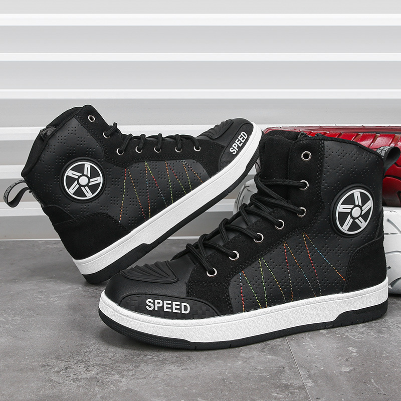 バイクブーツ スポーティ紐締めライディング ショートブーツ