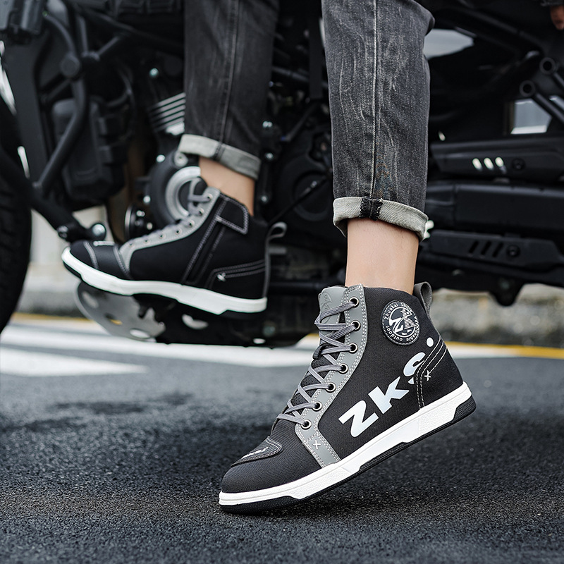 バイクブーツ 街乗り快適ハイカットレースアップ ショートブーツ