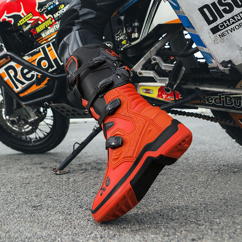 バイクブーツ オフロード対応プロテクターロングライディングブーツ