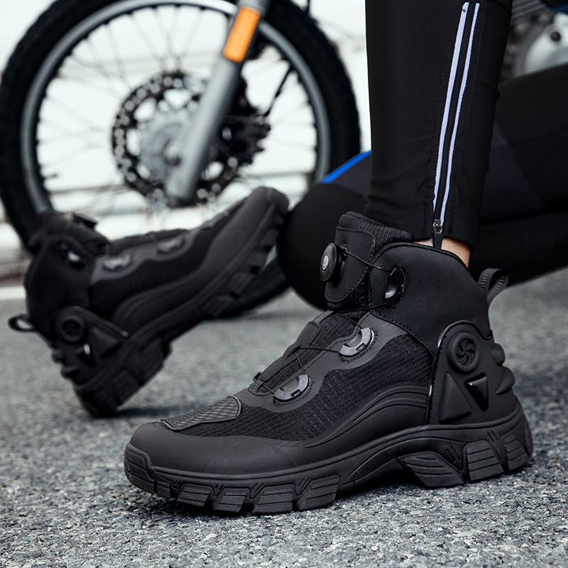 バイクブーツ 回転式ダイヤル締め付けライディングショートブーツ