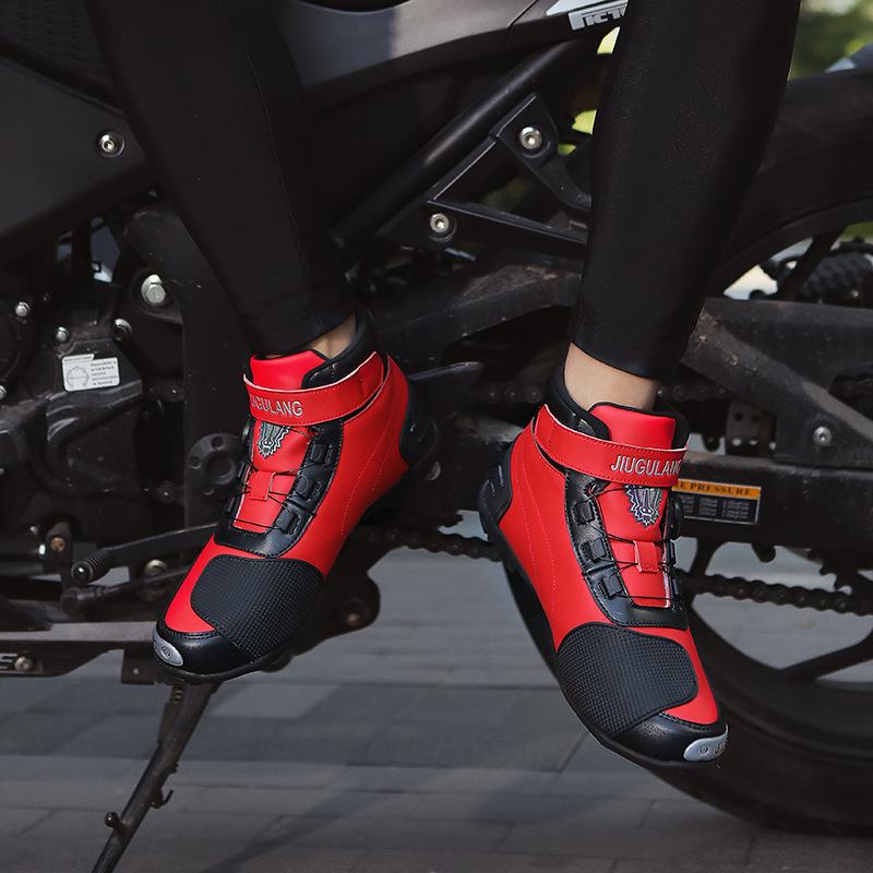 バイクブーツ 回転式ダイヤル搭載プロテクション強化ショートブーツ