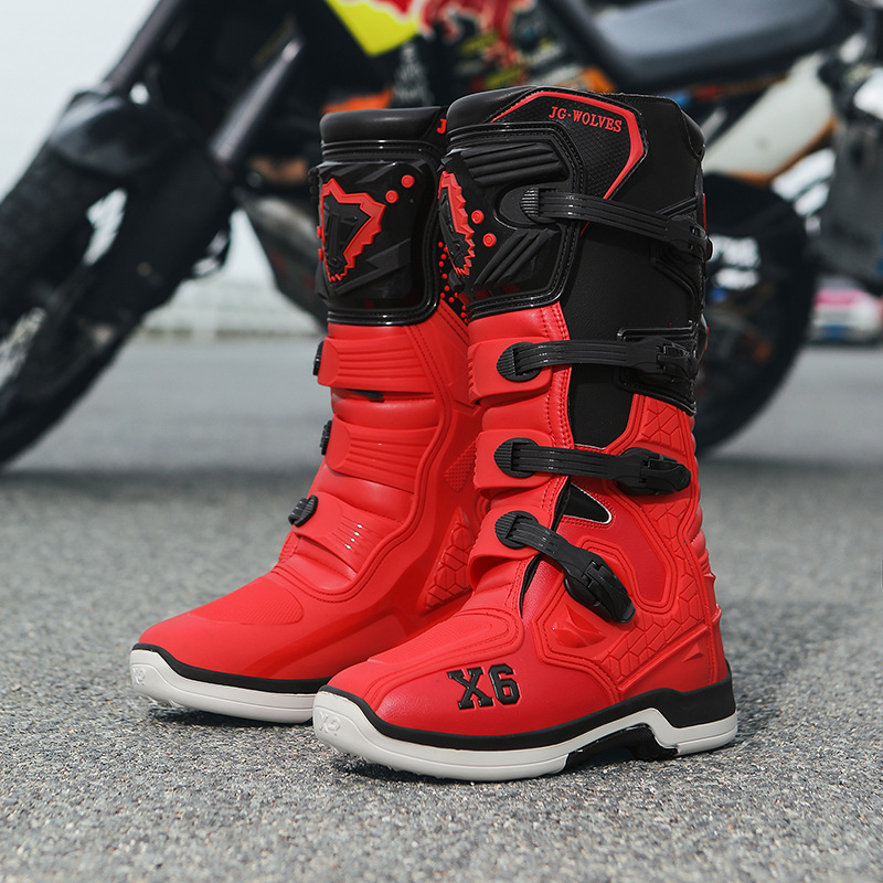 バイクブーツ オフロード対応プロテクターロングライディングブーツ