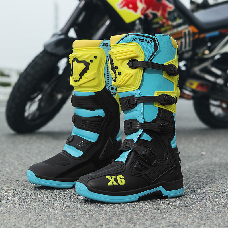 バイクブーツ オフロード対応プロテクターロングライディングブーツ