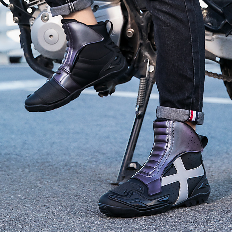 バイクブーツ クロスデザイン ライディング ショートブーツ
