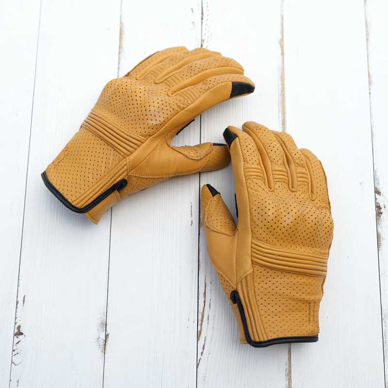 バイク ウェア 本革パンチング通気性プロテクター手袋
