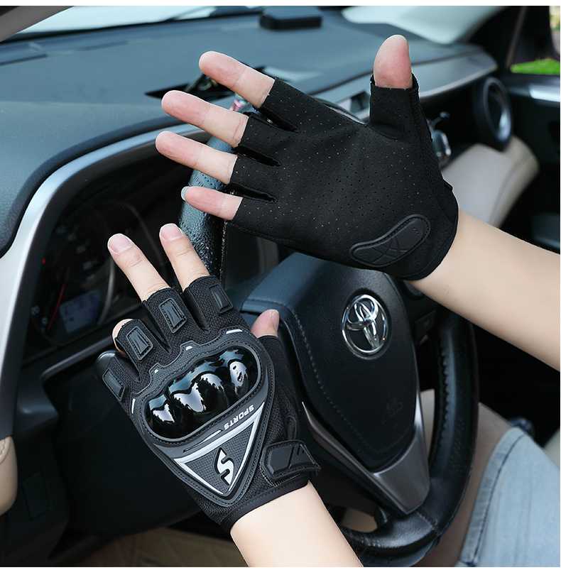 バイク ウェア 半指ハードプロテクト走行グローブ