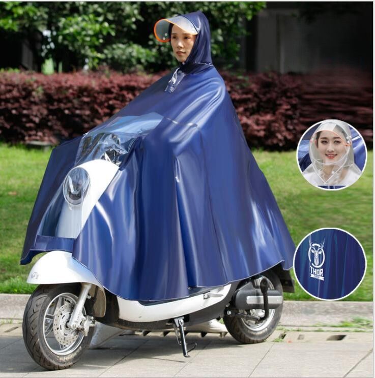 バイク ウェア バイク用レインウェア 大きいつば付き雨合羽 原付スクーター対応