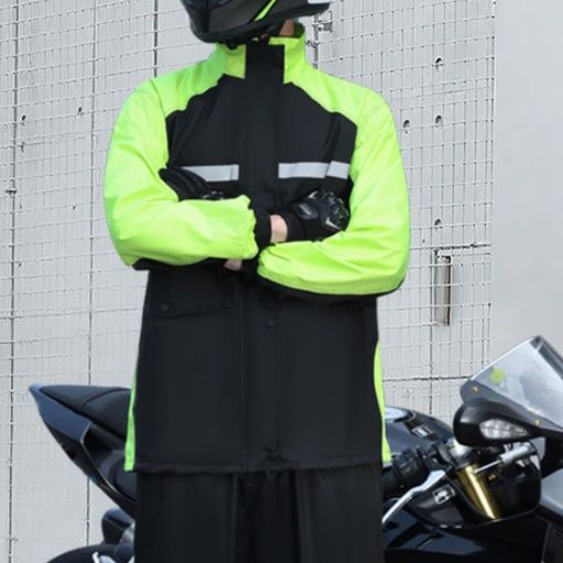 バイク ウェア 高機能防水二重フード付きバイク用雨具上下セット
