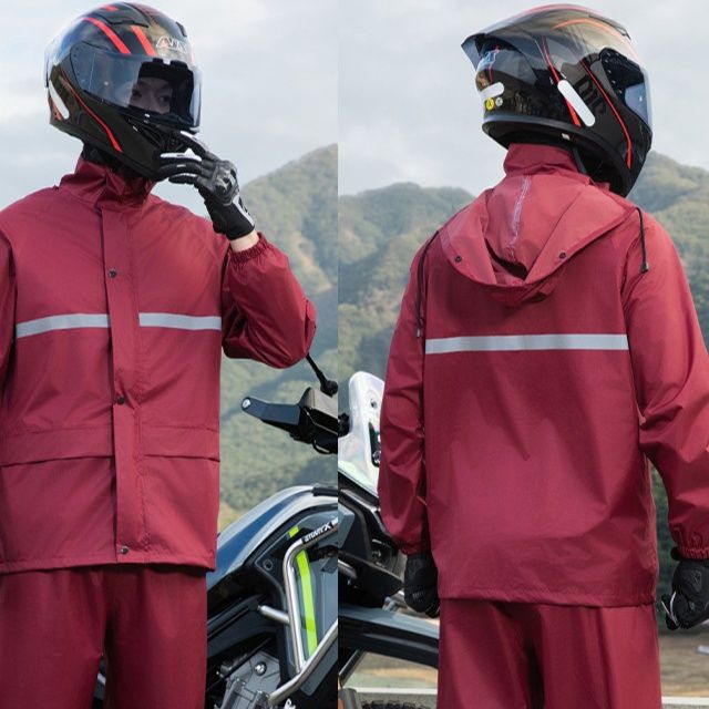 バイク ウェア 全天候対応高級防水二輪車専用雨具上下組