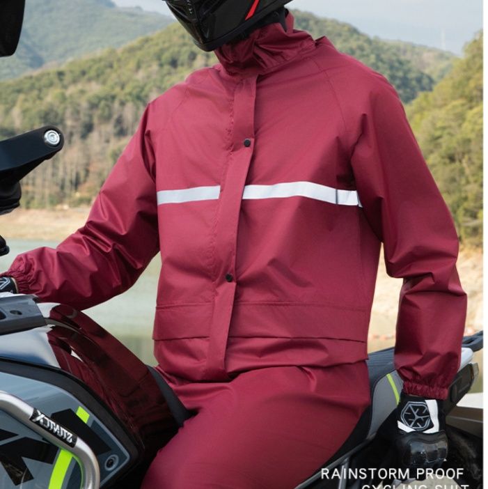 バイク ウェア 全天候対応高級防水二輪車専用雨具上下組