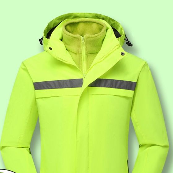 バイク ウェア 高視認性反射テープ付き二重構造防水レインジャケット