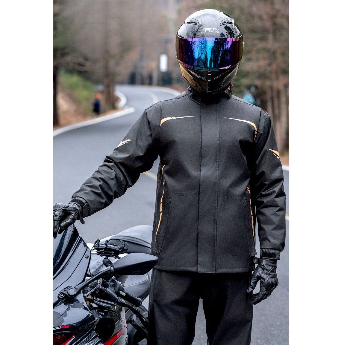 バイク ウェア 高機能防水上下セット二輪車用雨天走行対応レインウェア