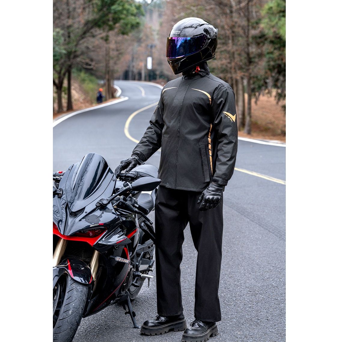 バイク ウェア 高機能防水上下セット二輪車用雨天走行対応レインウェア