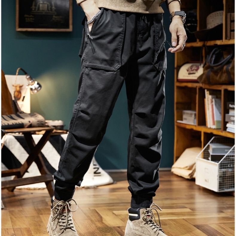 バイク ウェア 多機能ポケット付き裾リブカーゴパンツ