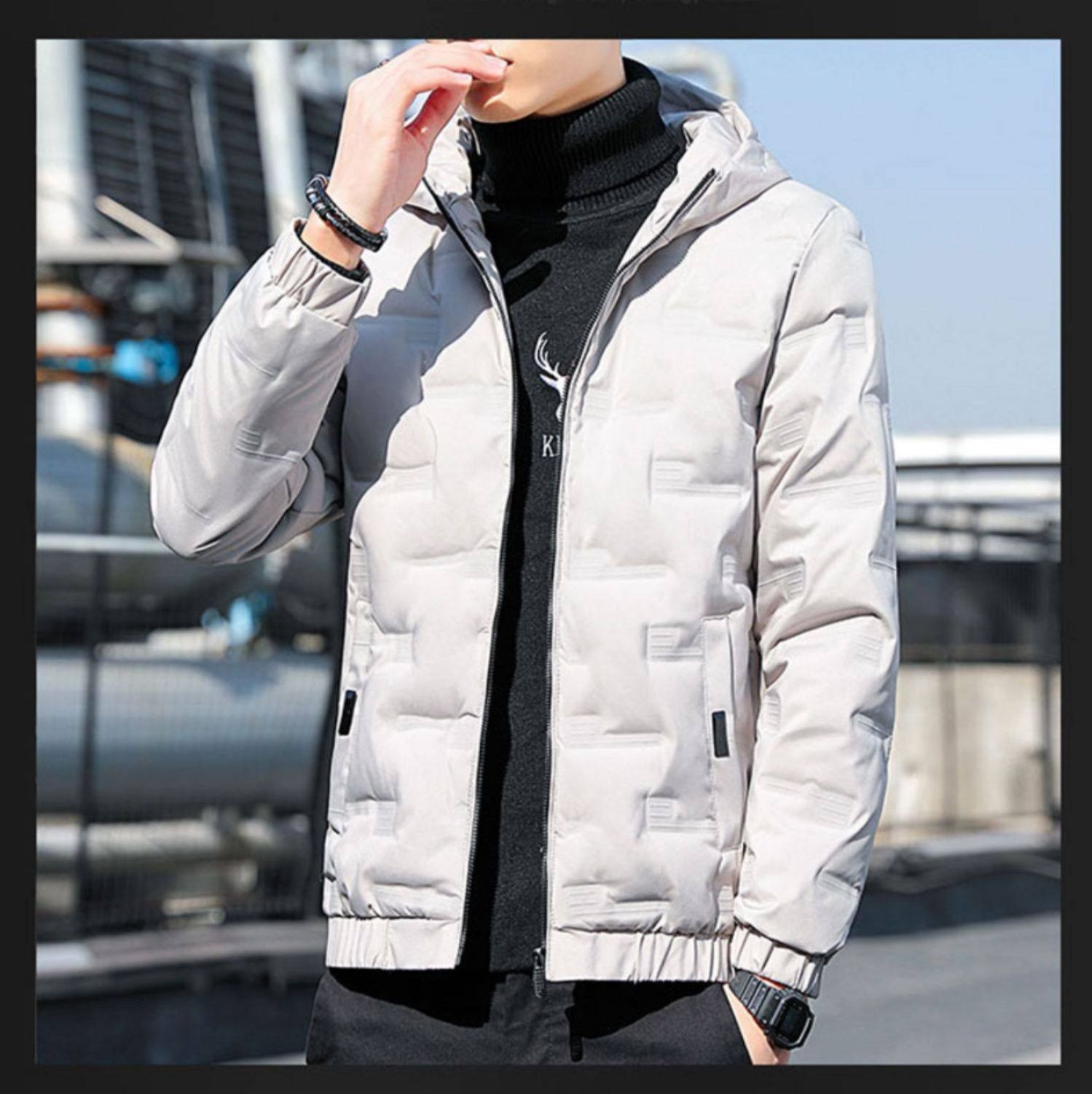 バイク ウェア 防風防寒フード付き冬用中綿キルティングジャケット