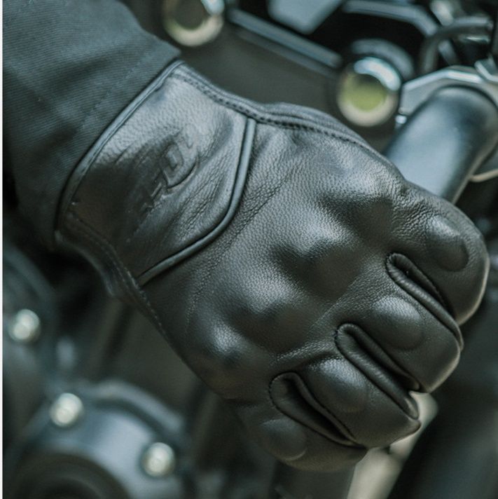 バイク ウェア 本革ナックルガード付きショートライディンググローブ