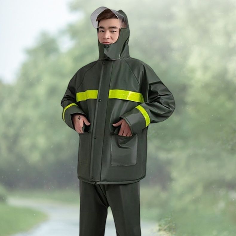 バイク ウェア 反射ライン付き二重構造防水上下セット