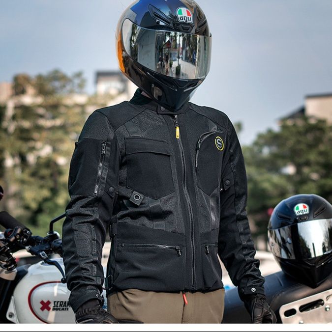 バイク ウェア 通気性抜群多機能ポケット付き夏用ライディングジャケット