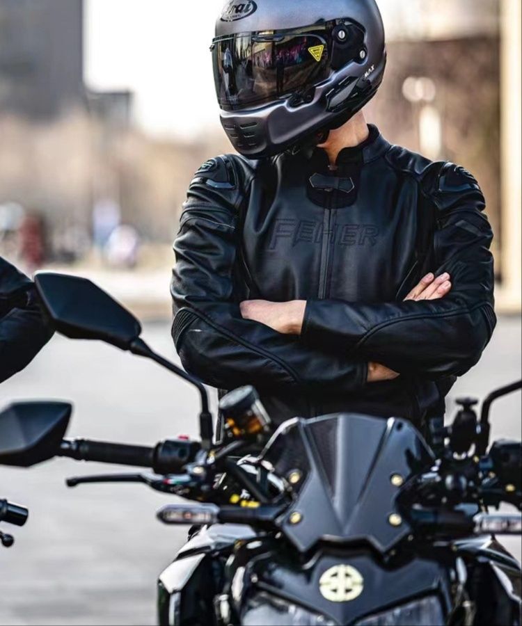 男女兼用バイク ウェア モデル本革製オフロードライダース保護ジャケット