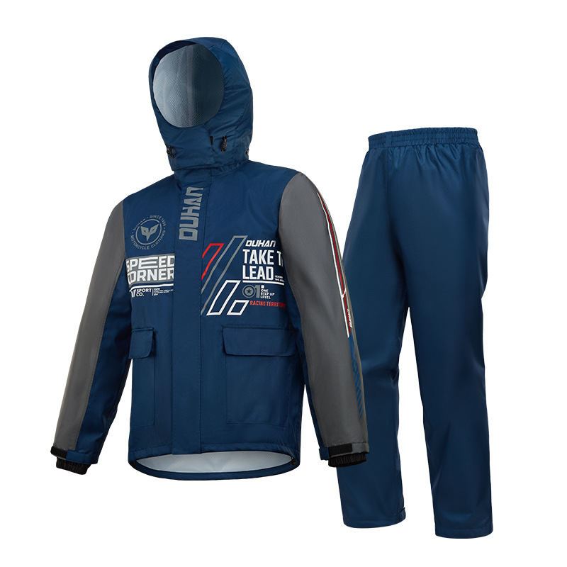 バイク ウェア 全天候対応フード付き上下セット防水レインウェア