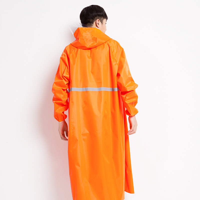 バイク ウェア 反射テープ付き高視認性ロング丈レインコート