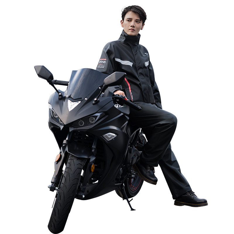 バイク ウェア 夜間反射機能付き全天候対応防水雨合羽上下組