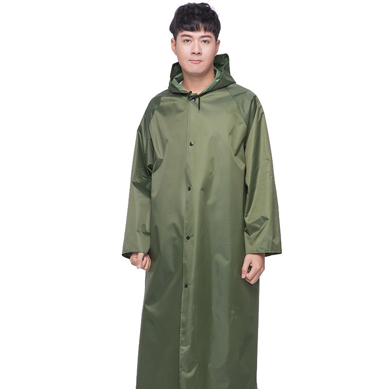 バイク ウェア 反射テープ付き高視認性ロング丈レインコート