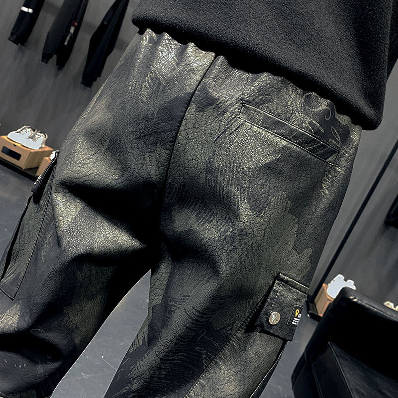 バイク ウェア 迷彩柄マルチポケット裾リブカーゴパンツ