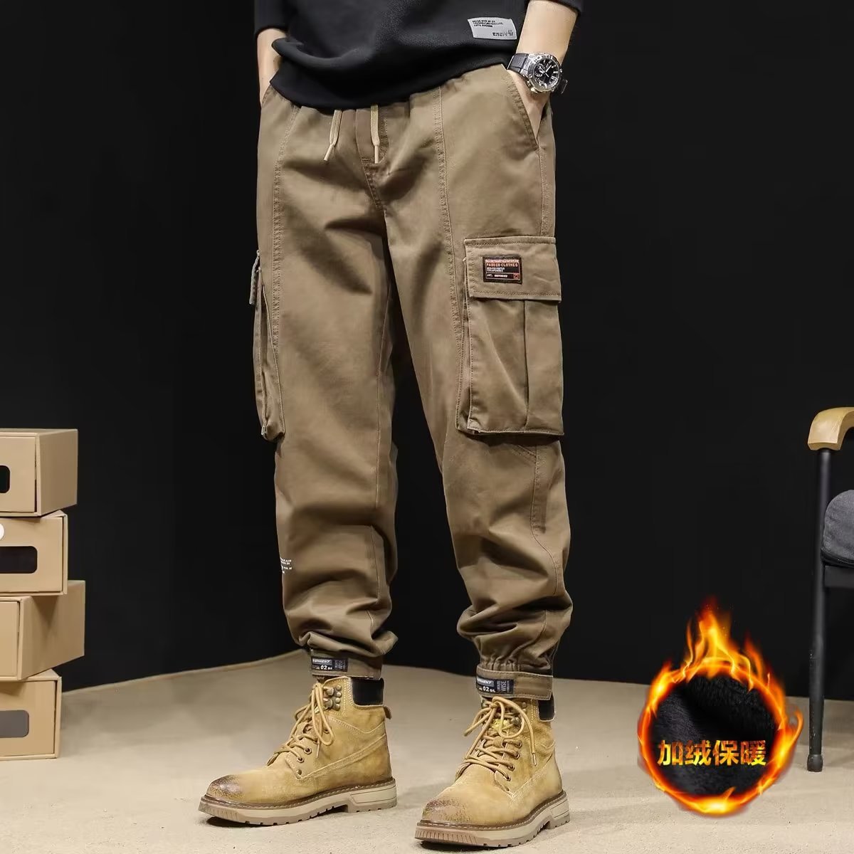 バイク ウェア 多機能裏起毛カーゴパンツ防風防寒仕様