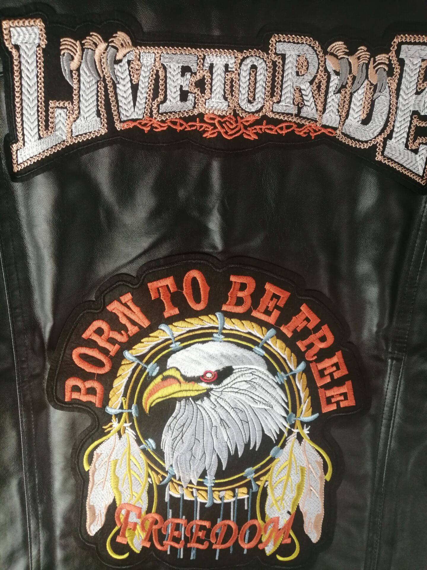 バイク ウェア 本革刺繍入り夏用ライダースベスト