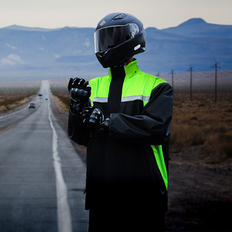 バイク ウェア 反射テープ付き透気窓搭載バイク用レインジャケット