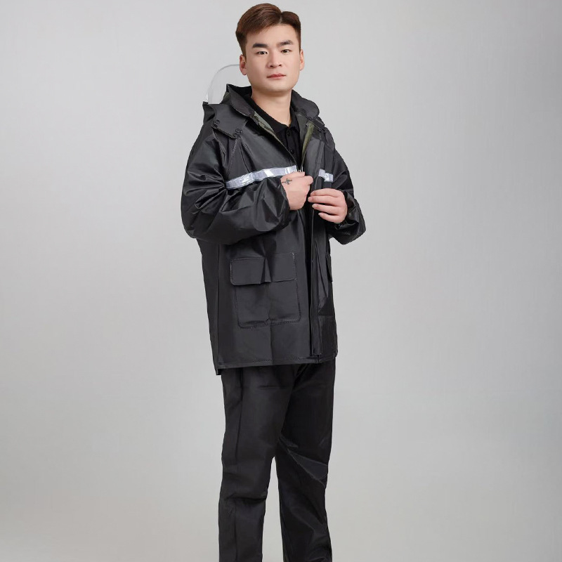 バイク ウェア 反射テープ付き防水二輪車用上下セット