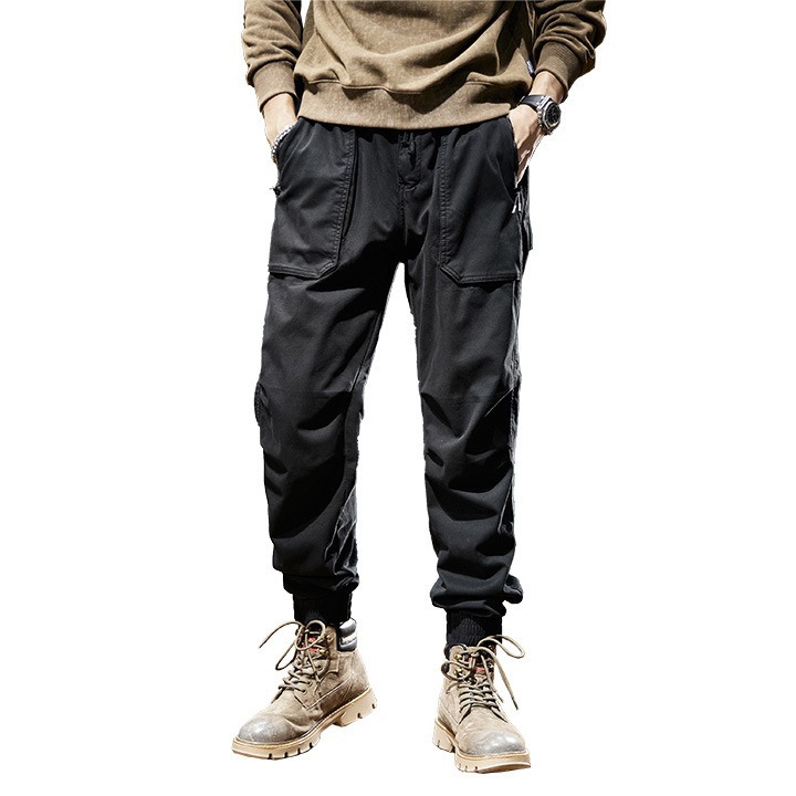 バイク ウェア 多機能ポケット付き裾リブカーゴパンツ