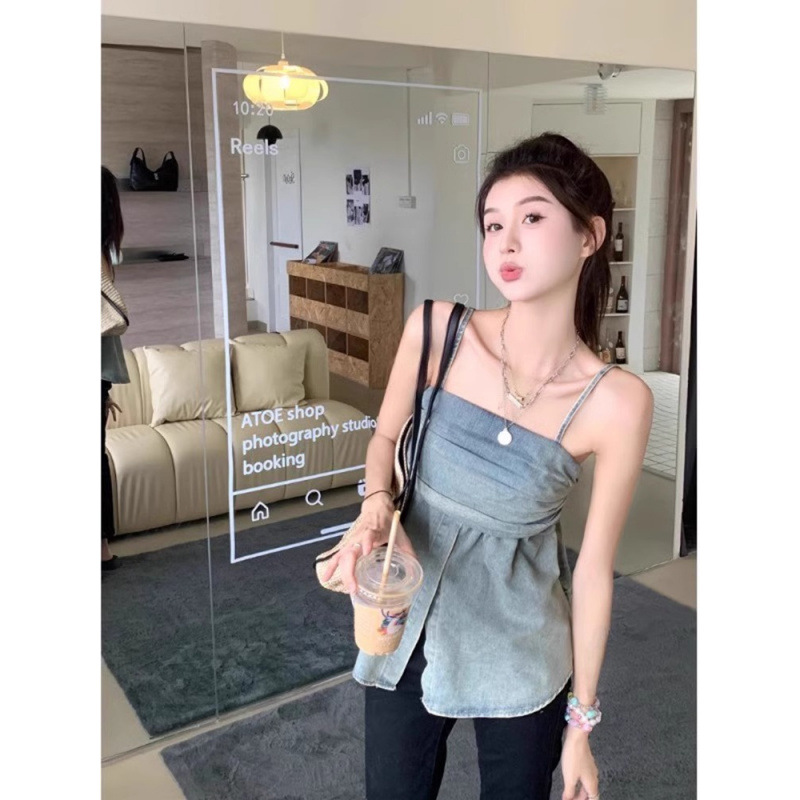 ビスチェ ペプラムデザインキャミソール風　デニム