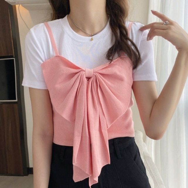 ビスチェ 胸元リボンモチーフキャミソールビスチェ